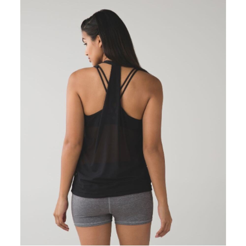 Lululemon Drop It Like It's Hot Tank Top Black Mesh Back Racerback Scoop 2 /‎ 4 - Picture 2 of 5